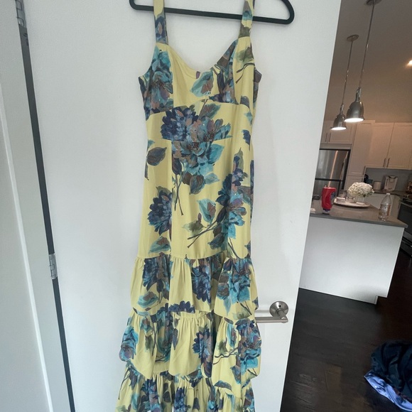 Floral Yellow and Blue Dress - Picture 1 of 3